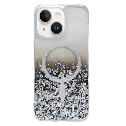 For iPhone 15 Gradient Glitter MagSafe PC Hybrid TPU Phone Case(Gradient Black) - iPhone 15 Cases by buy2fix | Online Shopping UK | buy2fix