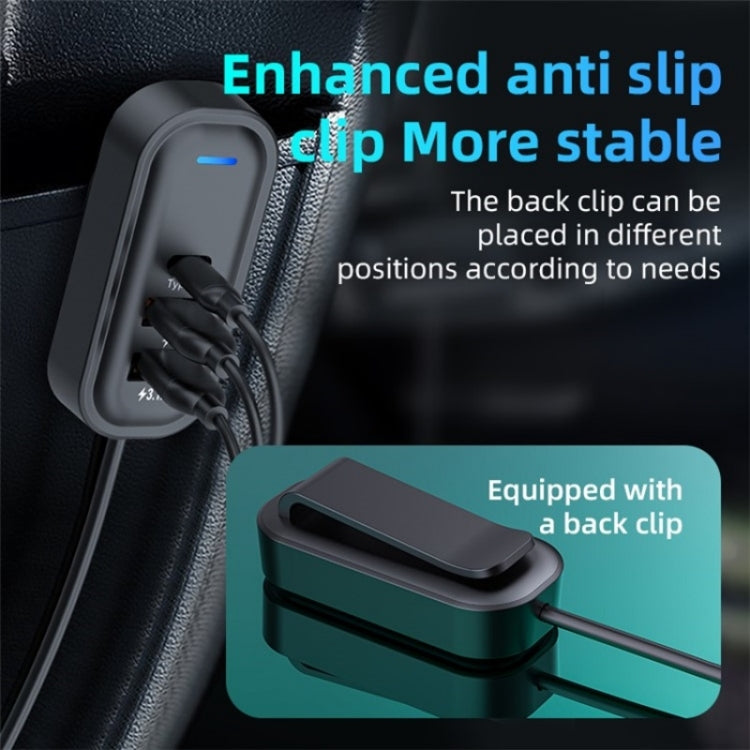 K5 3 USB Fast Charging Car Charger 66W Extension Cord Design 5 Ports Charging Adapter - Car Charger by buy2fix | Online Shopping UK | buy2fix