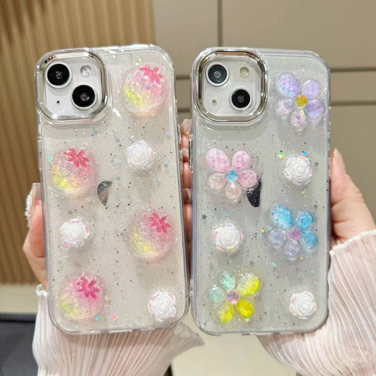 For iPhone 16 Pro Max 3D Flower Glitter Epoxy TPU Phone Case(Pink Strawberry) - iPhone 16 Pro Max Cases by buy2fix | Online Shopping UK | buy2fix