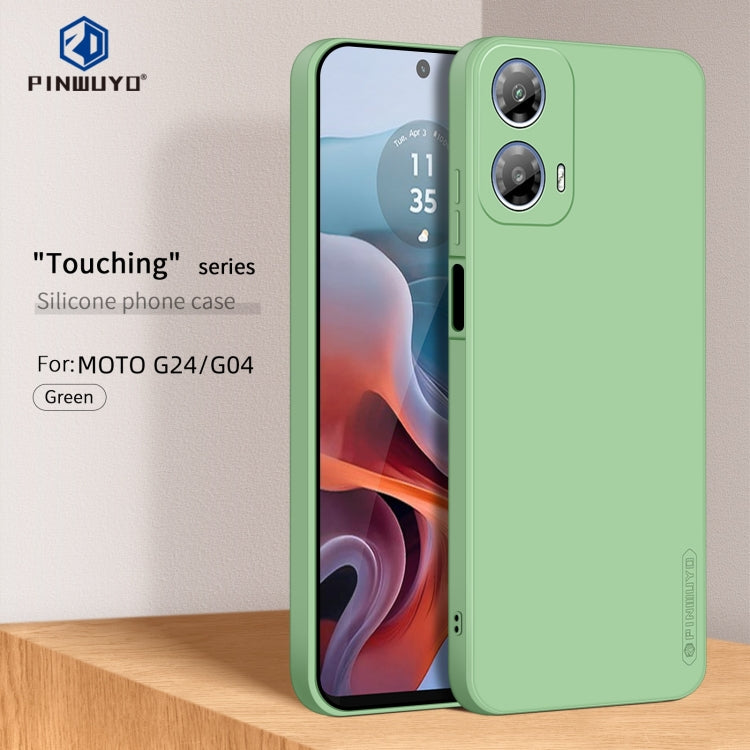 For Motorola Moto G24 / G04 PINWUYO Sense Series Liquid Silicone TPU Phone Case(Green) - Motorola Cases by PINWUYO | Online Shopping UK | buy2fix