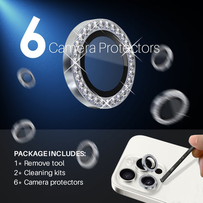 For iPhone 15 Pro / 15 Pro Max NORTHJO 2 Set 6Pcs Camera Lens Protector Diamond Metal Ring Film(Silver) - iPhone 15 Pro Max Tempered Glass by NORTHJO | Online Shopping UK | buy2fix