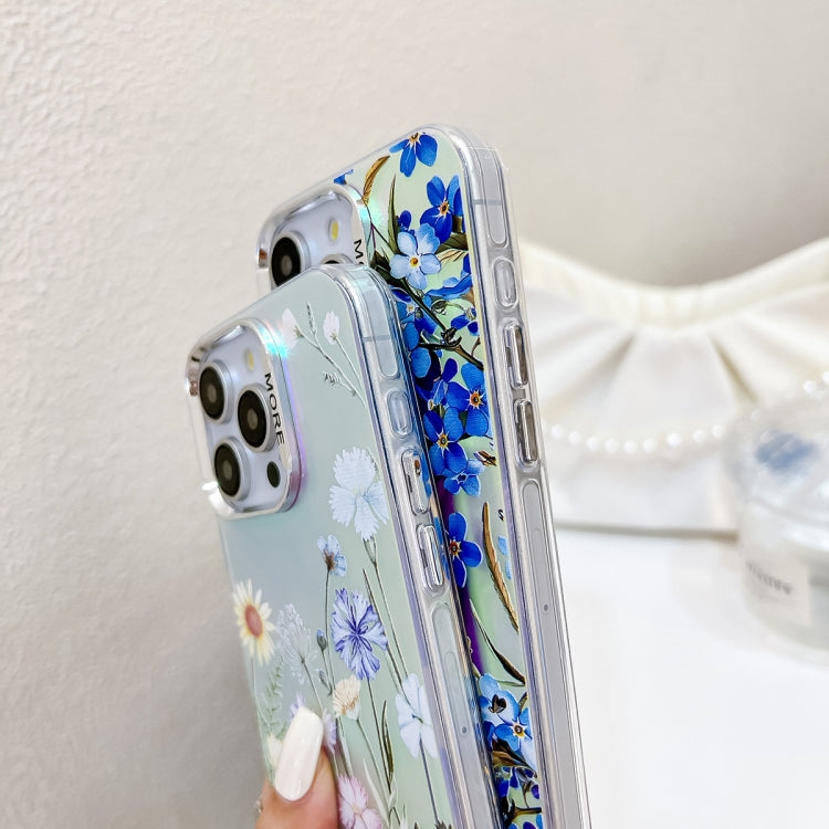 For iPhone 16 Plus Electroplating Laser Flower Phone Case with Wrist Strap(Chrysanthemum AH5) - iPhone 16 Plus Cases by buy2fix | Online Shopping UK | buy2fix