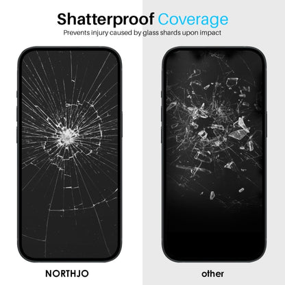 For iPhone 16 NORTHJO 2pcs A++ Screen Protector Tempered Glass Film with Installation Frame - iPhone 16 Tempered Glass by NORTHJO | Online Shopping UK | buy2fix