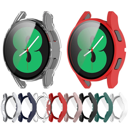 For Samsung Galaxy Watch FE 40mm PC + Tempered Glass Film Integrated Watch Protective Case(Transparent) - Watch Cases by buy2fix | Online Shopping UK | buy2fix