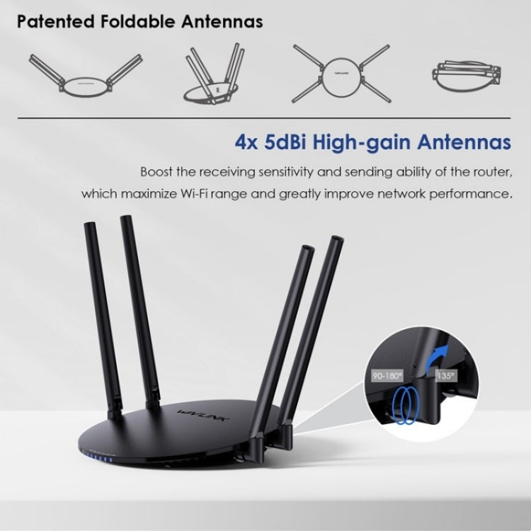 WAVLINK WN530G3 4x 5dBi Foldable Antenna AC1200 Dual Band Wireless Repeater Router, Plug:AU Plug - Wireless Routers by WAVLINK | Online Shopping UK | buy2fix