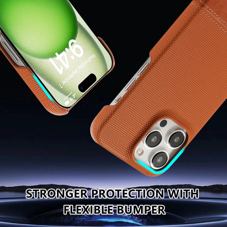 For iPhone 16 Pro Max Stitching Cloth PU Shockproof Phone Case(Brown) - iPhone 16 Pro Max Cases by buy2fix | Online Shopping UK | buy2fix