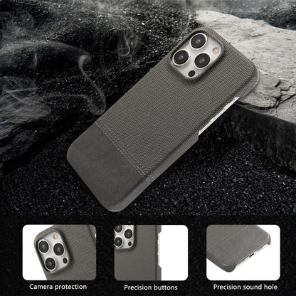 For iPhone 16 Pro Stitching Cloth PU Shockproof Phone Case(Grey) - iPhone 16 Pro Cases by buy2fix | Online Shopping UK | buy2fix