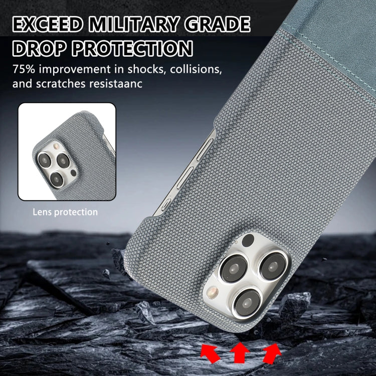 For iPhone 16 Stitching Cloth PU Shockproof Phone Case(Blue) - iPhone 16 Cases by buy2fix | Online Shopping UK | buy2fix