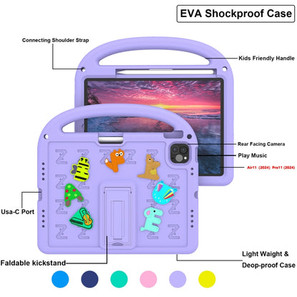 For iPad Air 11 2024 Cartoon Sparrow EVA Shockproof Tablet Case(Taro Purple) - iPad Air 11 2024 Cases by buy2fix | Online Shopping UK | buy2fix