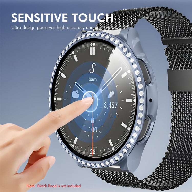 For Samsung Galaxy Watch7 44mm ENKAY Hat-Prince Blink Full Coverage PC + Tempered Glass Film Integrated Watch Case(Silver) - Watch Cases by ENKAY | Online Shopping UK | buy2fix