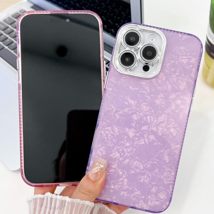 For iPhone 16 Pro Plating Glitter Texture TPU Phone Case with Lens Film(White Feathers) - iPhone 16 Pro Cases by buy2fix | Online Shopping UK | buy2fix