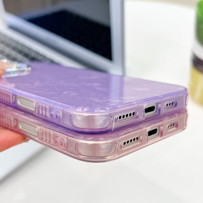 For iPhone 16 Pro Plating Glitter Texture TPU Phone Case with Lens Film(Purple Shell Pattern) - iPhone 16 Pro Cases by buy2fix | Online Shopping UK | buy2fix