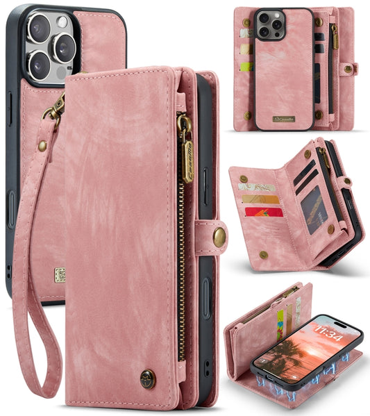 For iPhone 16 Pro CaseMe 008 Detachable Multifunctional Leather Phone Case(Pink) - iPhone 16 Pro Cases by CaseMe | Online Shopping UK | buy2fix