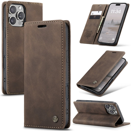 For iPhone 16 Pro CaseMe 013 Multifunctional Horizontal Flip Leather Phone Case(Coffee) - iPhone 16 Pro Cases by CaseMe | Online Shopping UK | buy2fix