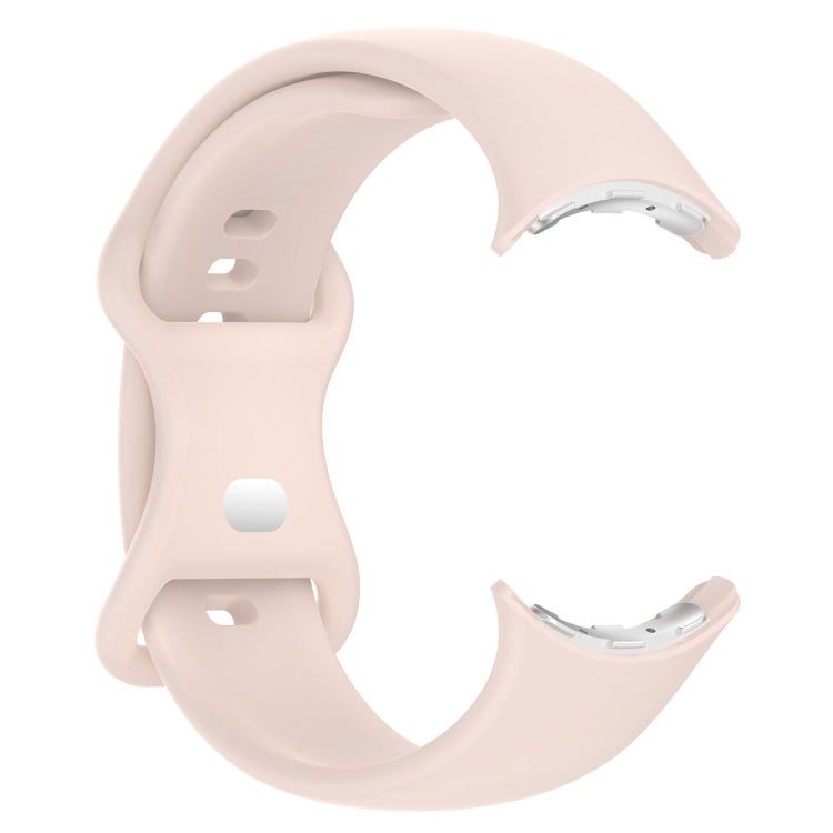 For  Google Pixel Watch 3 45mm Solid Color Butterfly Buckle Silicone Watch Band, Size:L(Pink) - Watch Bands by buy2fix | Online Shopping UK | buy2fix