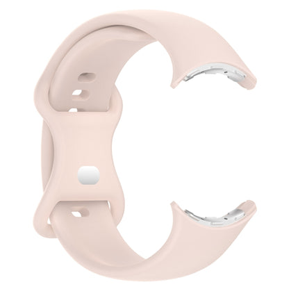 For  Google Pixel Watch 3 45mm Solid Color Butterfly Buckle Silicone Watch Band, Size:L(Pink) - Watch Bands by buy2fix | Online Shopping UK | buy2fix