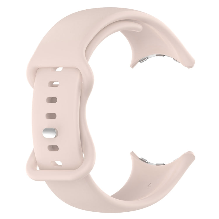 For  Google Pixel Watch 3 45mm Solid Color Butterfly Buckle Silicone Watch Band, Size:L(Pink) - Watch Bands by buy2fix | Online Shopping UK | buy2fix