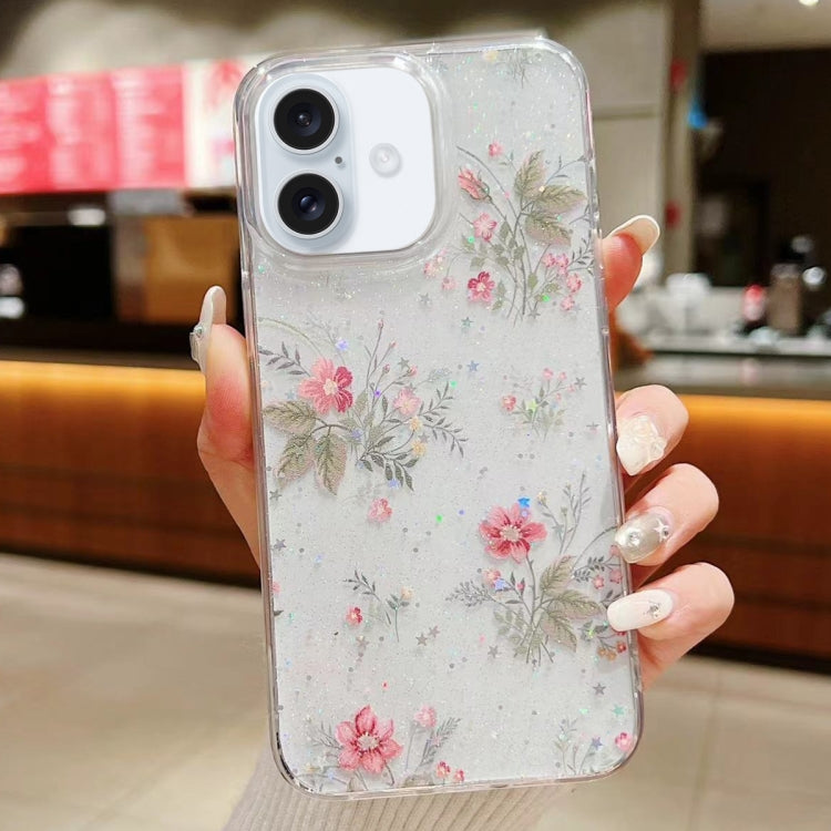 For iPhone 16 Spring Garden Epoxy TPU Phone Case(F04 French Flowers) - iPhone 16 Cases by buy2fix | Online Shopping UK | buy2fix