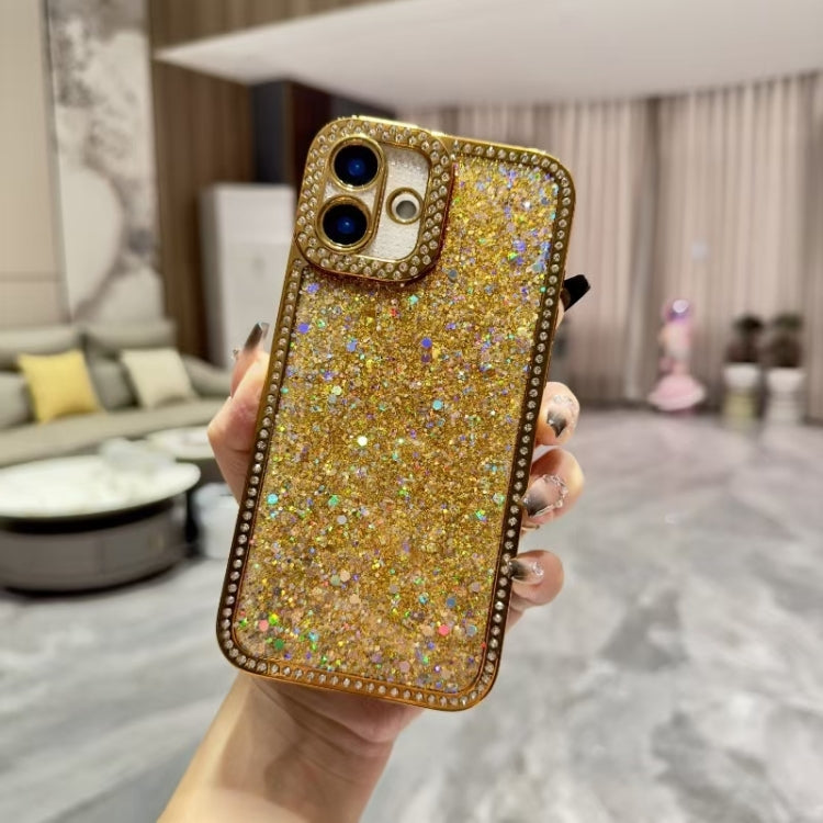 For iPhone 16 Diamond Glitter Sequins TPU Phone Case(Gold) - iPhone 16 Cases by buy2fix | Online Shopping UK | buy2fix