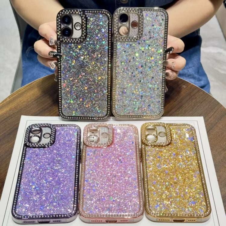 For iPhone 16 Diamond Glitter Sequins TPU Phone Case(Gold) - iPhone 16 Cases by buy2fix | Online Shopping UK | buy2fix