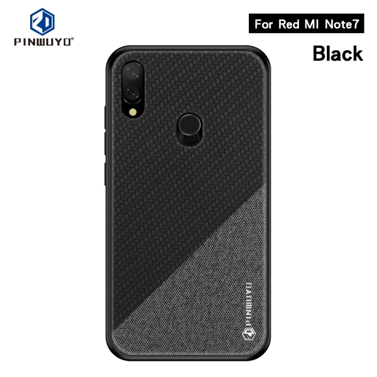 PINWUYO Honors Series Shockproof PC + TPU Protective Case for Xiaomi Redmi Note 7 / Note 7 Pro(Black) - Xiaomi Cases by PINWUYO | Online Shopping UK | buy2fix