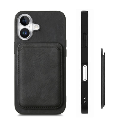 For iPhone 16 Retro Leather Card Bag Magnetic Phone Case(Black) - iPhone 16 Cases by buy2fix | Online Shopping UK | buy2fix