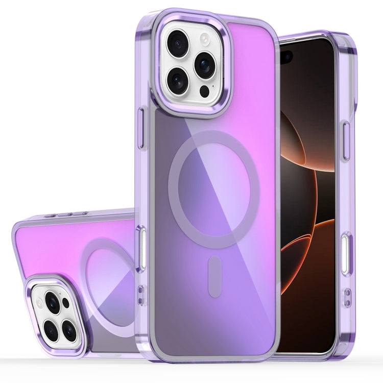 For iPhone 16 Pro Bright Shadow Magsafe Discoloration Phone Case(Purple) - iPhone 16 Pro Cases by buy2fix | Online Shopping UK | buy2fix