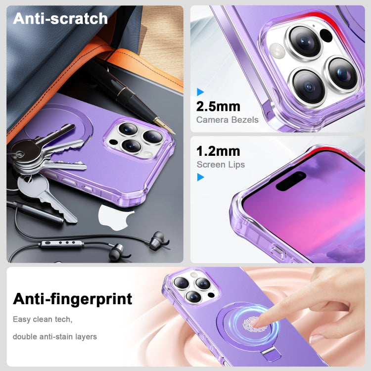 For iPhone 16 Pro Max Solid Color Wave MagSafe Holder Phone Case(Purple) - iPhone 16 Pro Max Cases by buy2fix | Online Shopping UK | buy2fix