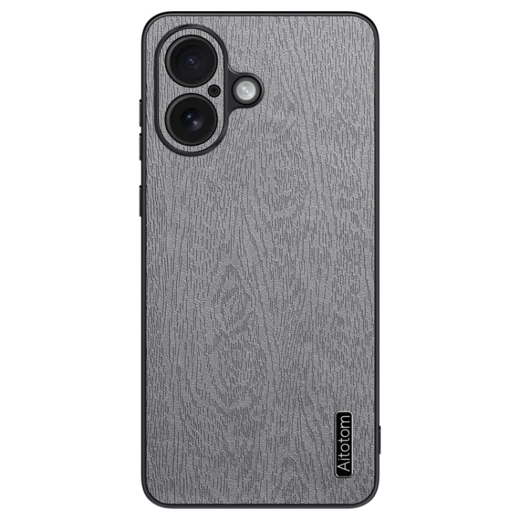 For iPhone 16 Tree Bark Leather Shockproof Phone Case(Grey) - iPhone 16 Cases by buy2fix | Online Shopping UK | buy2fix