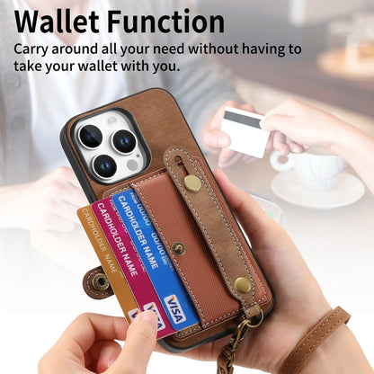 For iPhone 16 Pro Max Retro Cross Wristband Wallet Leather Back Phone Case(Brown) - iPhone 16 Pro Max Cases by buy2fix | Online Shopping UK | buy2fix