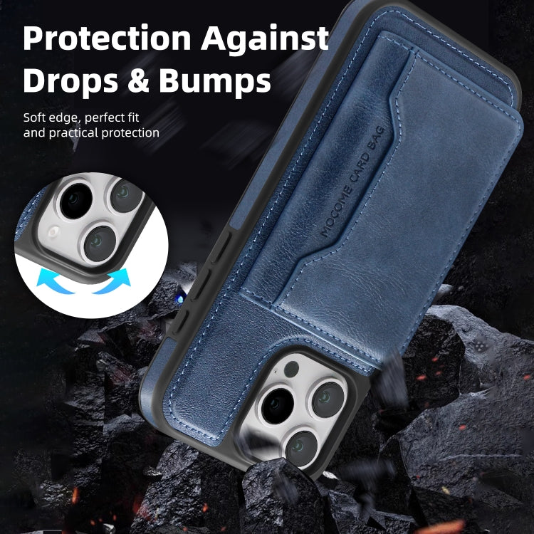 For iPhone 16 Pro Shield Multi-functional MagSafe Card Bag Phone Case(Blue) - iPhone 16 Pro Cases by buy2fix | Online Shopping UK | buy2fix