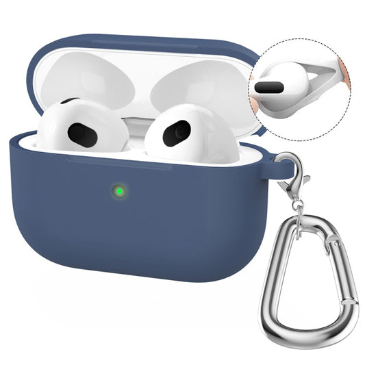 For Apple AirPods 4 2024 ENKAY Hat-Prince Thickened Silicone Case with Hook and Anti-lost Silicone Earbuds(Dark Blue) - For AirPods 4 by ENKAY | Online Shopping UK | buy2fix