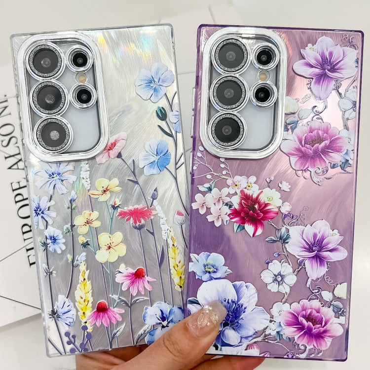 For Samsung Galaxy S25+ 5G Electroplating Flowers Plants Texture TPU Phone Case(Butterfly Love Flower FL17) - Galaxy S25+ 5G Cases by buy2fix | Online Shopping UK | buy2fix