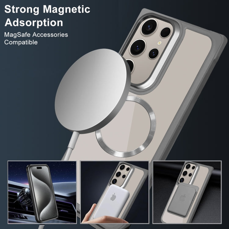 For Samsung Galaxy S25 5G Plated CD Texture MagSafe Acrylic Hybrid TPU Phone Case(Gray) - Galaxy S25 5G Cases by buy2fix | Online Shopping UK | buy2fix