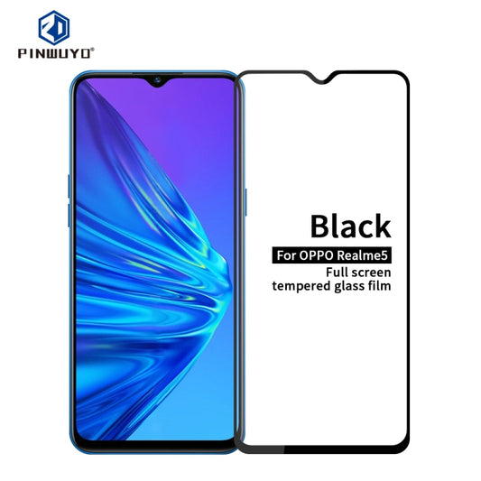 For OPPO Realme5 PINWUYO 9H 2.5D Full Screen Tempered Glass Film(Black) - OPPO Tempered Glass by PINWUYO | Online Shopping UK | buy2fix