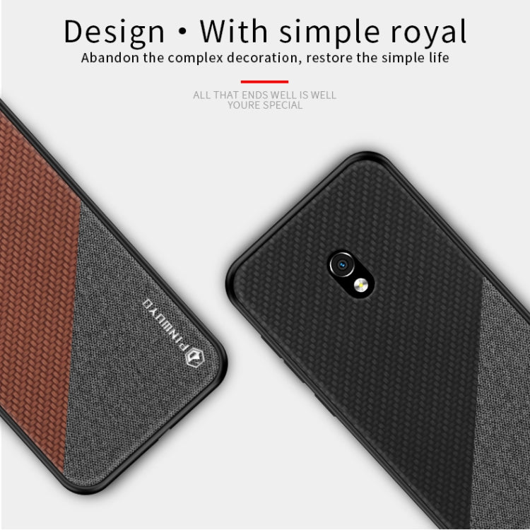 For Xiaomi RedMi 8A PINWUYO Rong Series  Shockproof PC + TPU+ Chemical Fiber Cloth Protective Cover(Brown) - Xiaomi Cases by PINWUYO | Online Shopping UK | buy2fix