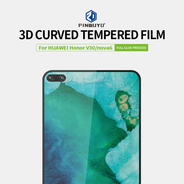 For Huawei Honor V30 / Nova 6 PINWUYO 9H 3D Curved Full Screen Explosion-proof Tempered Glass Film(Black) - Honor Tempered Glass by PINWUYO | Online Shopping UK | buy2fix