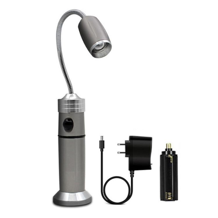 Multi-functional with Magnet Charging Rotary Zoom Turn Work Light Glare Flashlight, T6 Charging Section US Plug(Silver) - LED Flashlight by buy2fix | Online Shopping UK | buy2fix