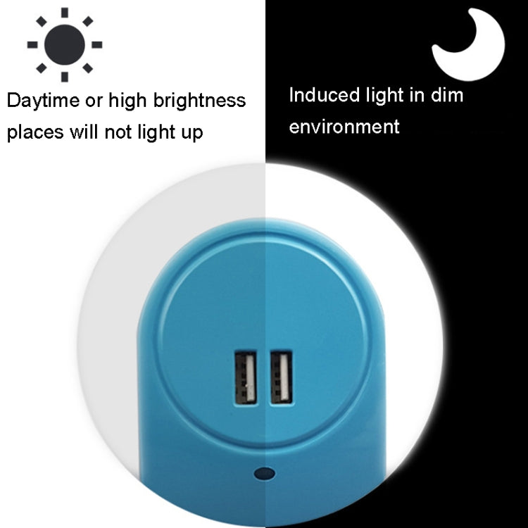 A78B LED Night Light With USB Port Intelligent Light Control Sensor Light, Plug:AU Plug(Blue) - Sensor LED Lights by buy2fix | Online Shopping UK | buy2fix