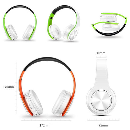 LPT660 Foldable Stereo Bluetooth Headset MP3 Player, Support 32GB TF Card & 3.5mm AUX(White Green) - Headset & Headphone by buy2fix | Online Shopping UK | buy2fix