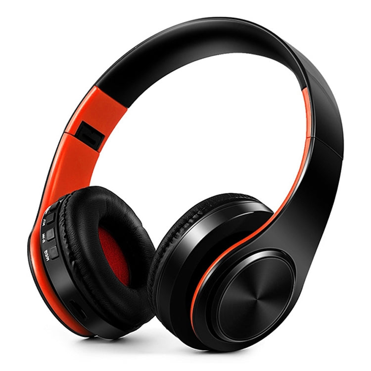 LPT660 Foldable Stereo Bluetooth Headset MP3 Player, Support 32GB TF Card & 3.5mm AUX(Black Orange) - Headset & Headphone by buy2fix | Online Shopping UK | buy2fix