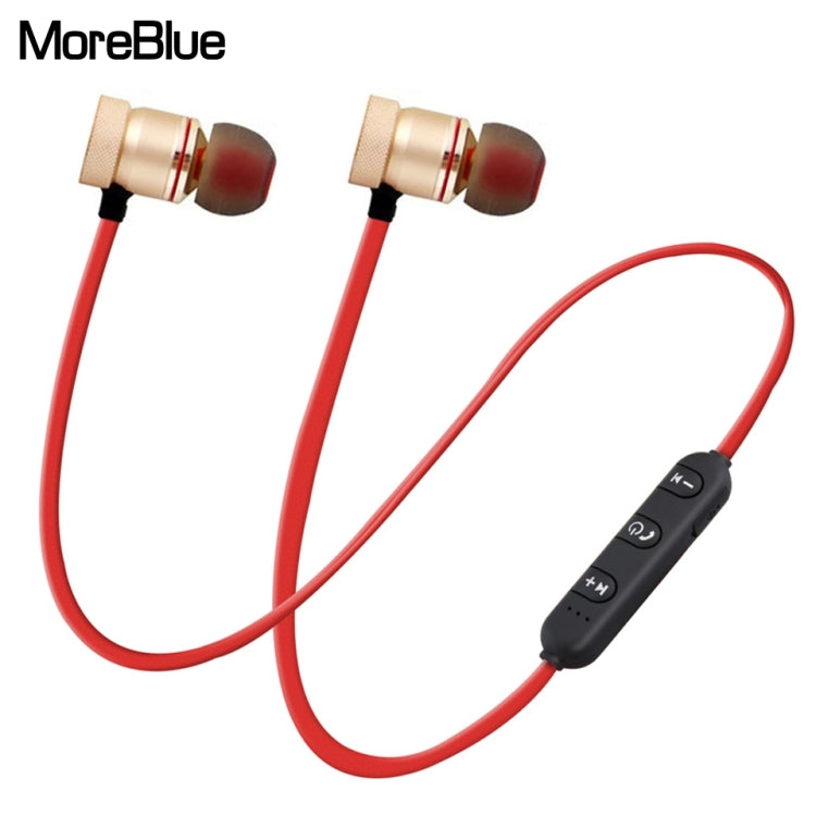 MoreBlue S07 Wireless Bluetooth Earphones Metal Magnetic Stereo Bass Headphones Cordless Sport Headset Earbuds With Microphone(Gold) - Bluetooth Earphone by buy2fix | Online Shopping UK | buy2fix