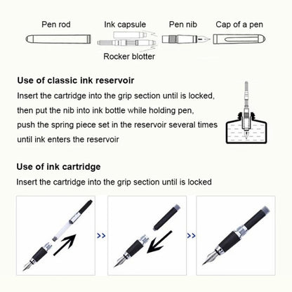 X750 Stationery Stainless Steel Fountain Pen Medium Nib Ink Pens School Oiifice Gift, Nib Size:0.5mm(Red Pattern) - Fountain Pens by buy2fix | Online Shopping UK | buy2fix