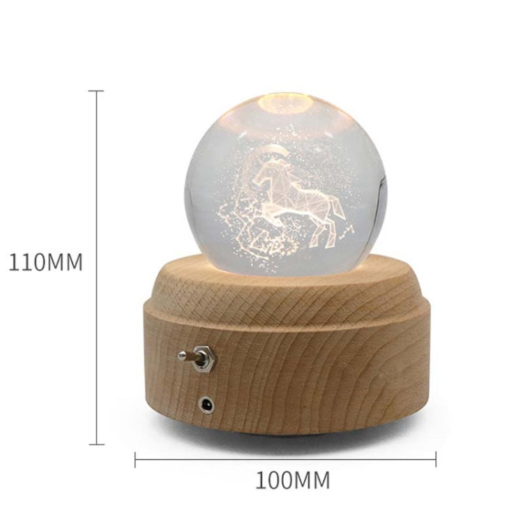 Girl Bedside Lamp Crystal Ball Wooden Base Music Box Charging Glow Rotating Night Light, Random Music(Deer Head) - Novelty Lighting by buy2fix | Online Shopping UK | buy2fix