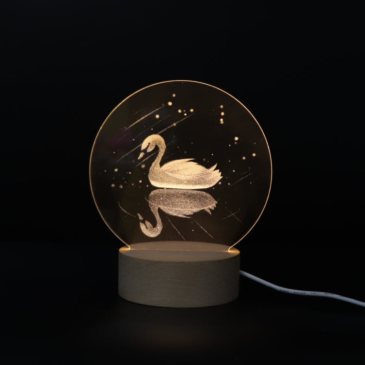 3D Atmosphere Decorative Light Acrylic Inner Carved LED Night Light Creative Girl Table Lamp(Swan) - Novelty Lighting by buy2fix | Online Shopping UK | buy2fix