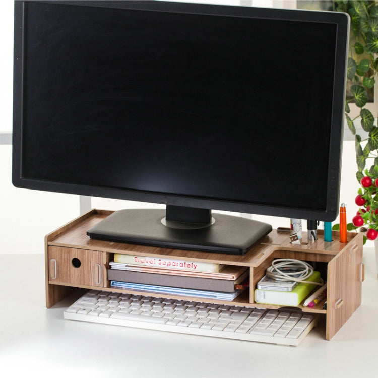 LCD Display Booster Wooden Keyboard Rack Desktop Storage Rack Shelf(Cherry Wood) - Shelf & Hooks by buy2fix | Online Shopping UK | buy2fix