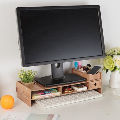 LCD Monitor Increase Rack Wooden Keyboard Rack Desktop Storage Rack Shelf(Cherry Wood) - Shelf & Hooks by buy2fix | Online Shopping UK | buy2fix