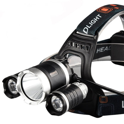 Strong Light Long-Range Rechargeable Three-Head Lamp Outdoor Fishing Lamp Led Head-Mounted Flashlight (1T6 x 2XPE Without Battery) - Headlamp by buy2fix | Online Shopping UK | buy2fix