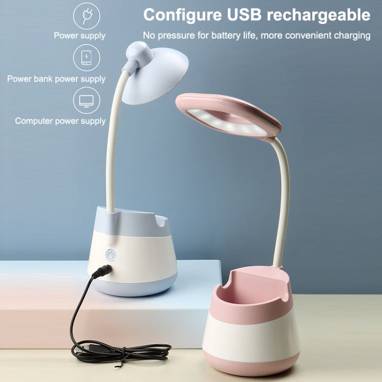 USB Charging LED Desk Light Eye Protection Lamp with Pen Holder and Phone Holder(CS276-1 Black) - Desk Lamps by buy2fix | Online Shopping UK | buy2fix