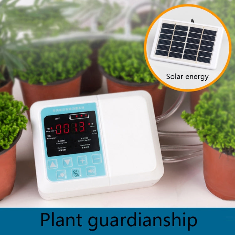 G89456 Solar Intelligent Voice Timing Automatic Flower Watering Device Lazy Plant Dripper, Specification: Double Pump 30 Sets 20M Tube(White) - Watering & Irrigation by buy2fix | Online Shopping UK | buy2fix